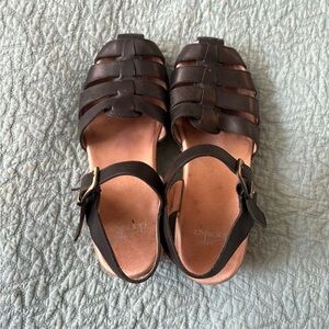 Dansko Women's Black  Leather Sandals, Size 39